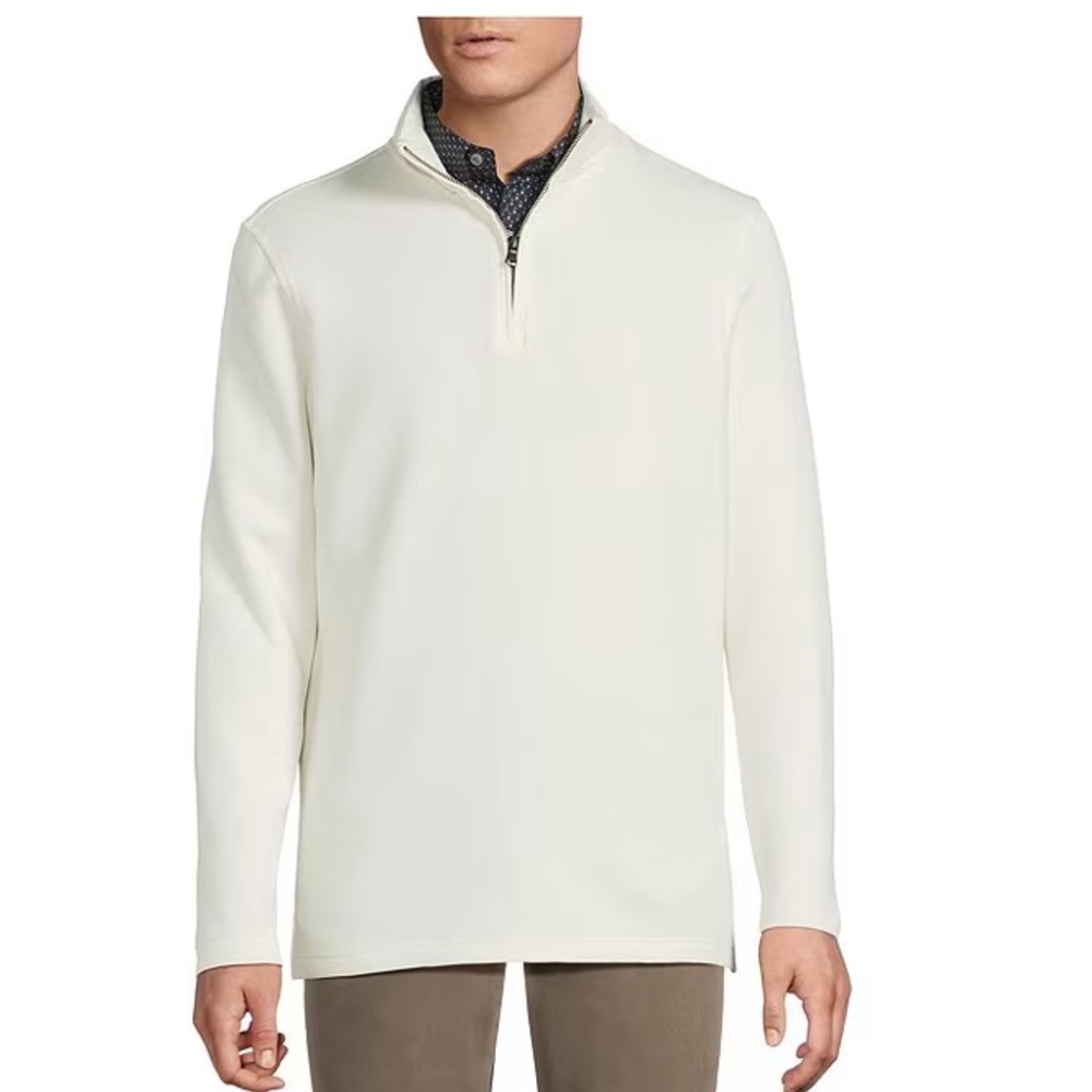 Cremieux Cream Quarter Zip Pullover Long Sleeve Mens Small New With Tags